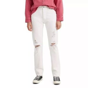 Levi’s 501 Original Straight Leg High Rise  Distressed Jeans White Size …